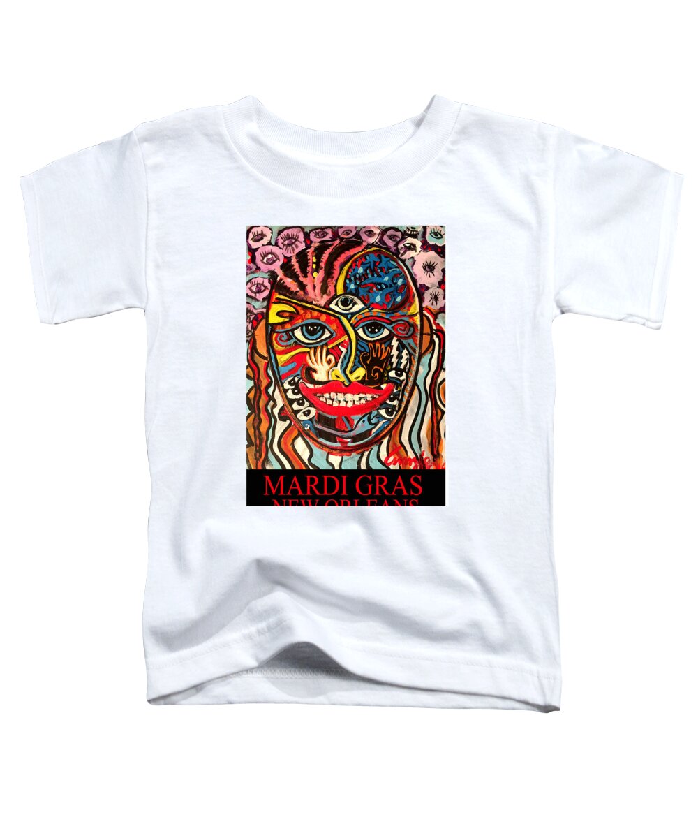 New Orleans Toddler T-Shirt featuring the painting Mardi Gras 2018 by Amzie Adams