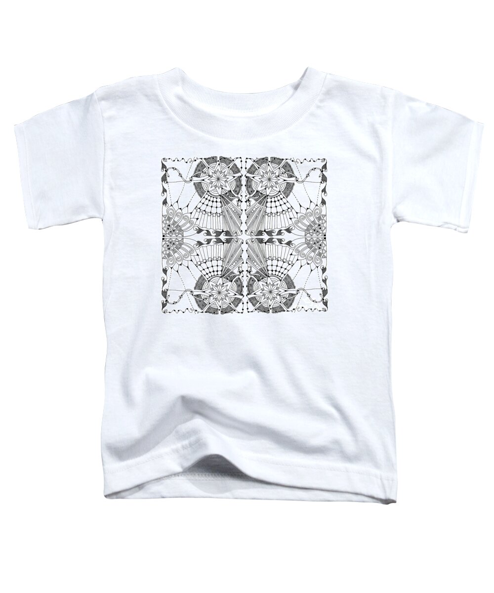 Zentangle Patterns Doodles Pen And Ink Toddler T-Shirt featuring the tapestry - textile Mariachi by Ruth Dailey