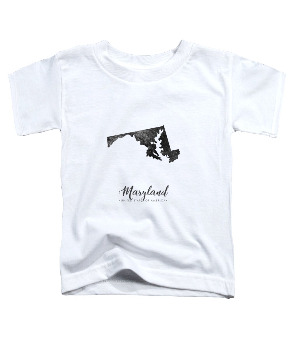 Maryland Toddler T-Shirt featuring the mixed media Maryland State Map Art - Grunge Silhouette by Studio Grafiikka