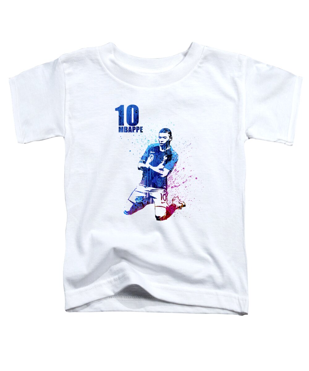 Kylian Mbappe Toddler T-Shirt featuring the painting Kylian Mbappe art #france by Art Popop