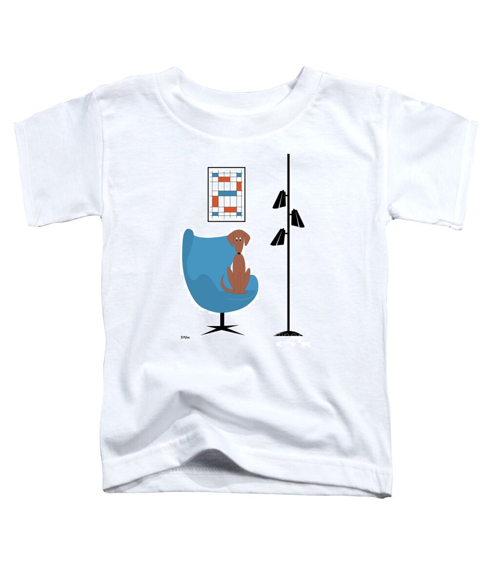 Mid Century Modern Dog Toddler T-Shirt featuring the digital art Mini Abstract with Brown Dog by Donna Mibus