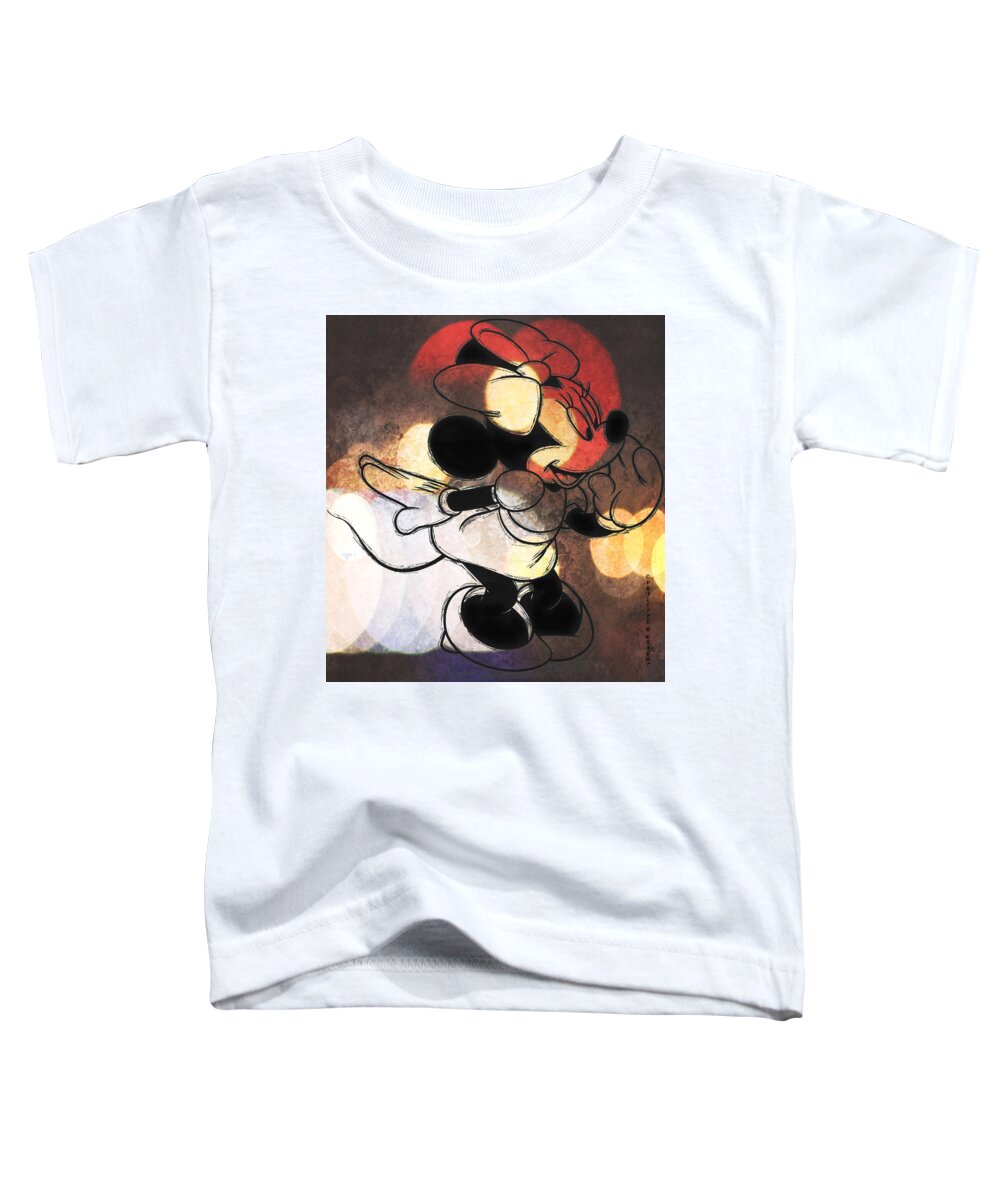 Wright Toddler T-Shirt featuring the digital art Minnie Mouse Sketchy 2 by Paulette B Wright