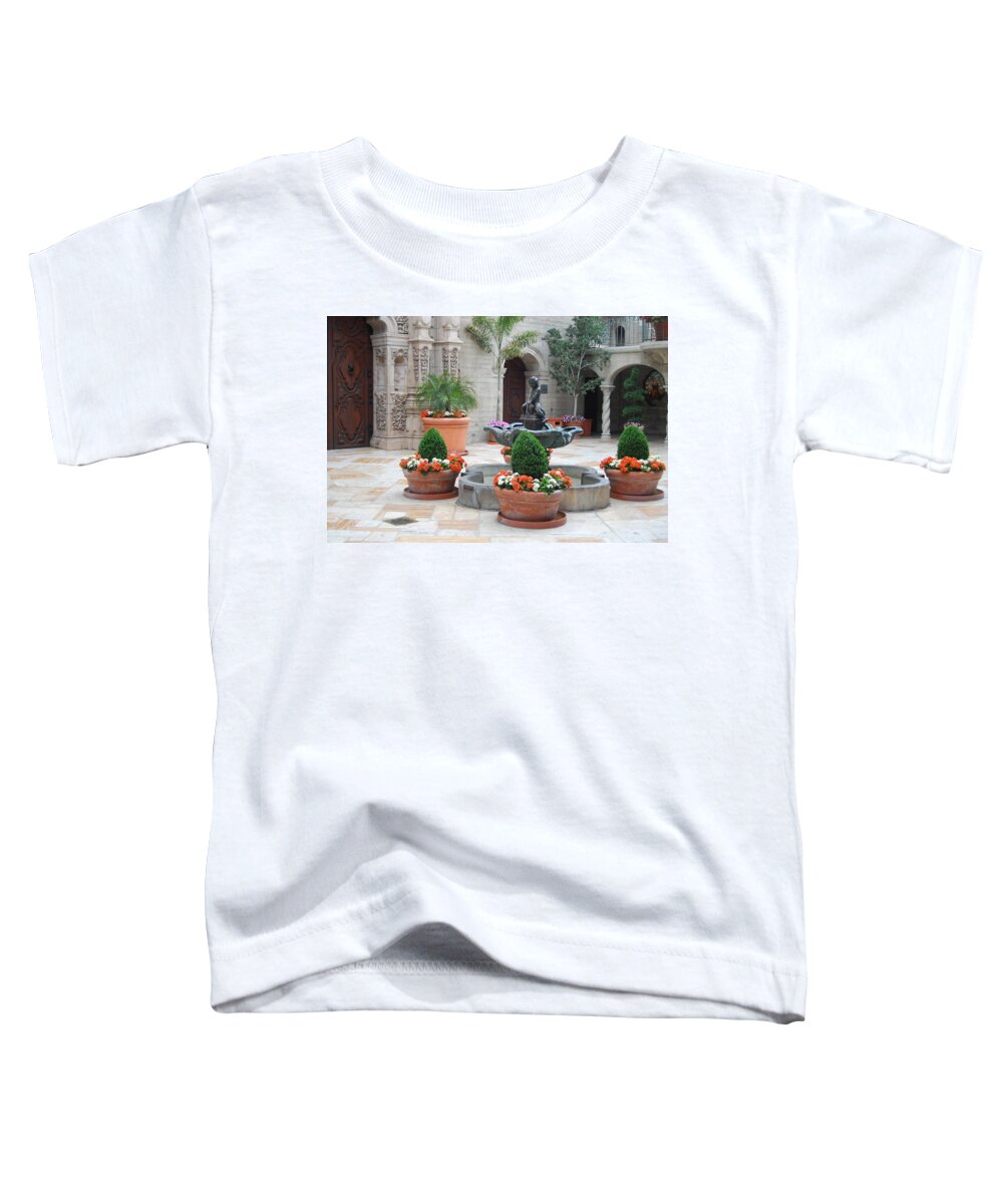 Mission Inn Toddler T-Shirt featuring the photograph Mission Inn Courtyard by Amy Fose