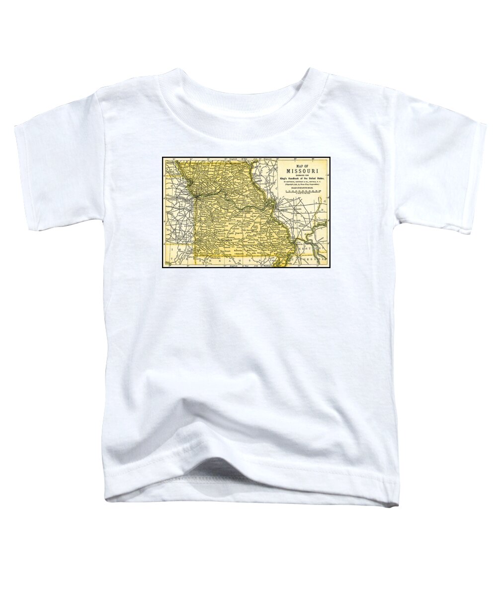Map Toddler T-Shirt featuring the photograph Missouri Antique Map 1891 by Phil Cardamone