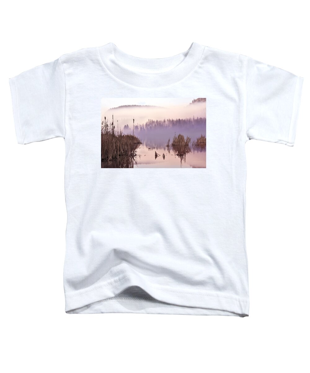 Bc Toddler T-Shirt featuring the photograph Misty Morning at Vaseux Lake by John Poon