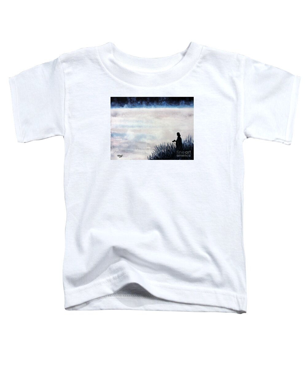 Misty Toddler T-Shirt featuring the painting Misty Morning Photographer by Tom Riggs