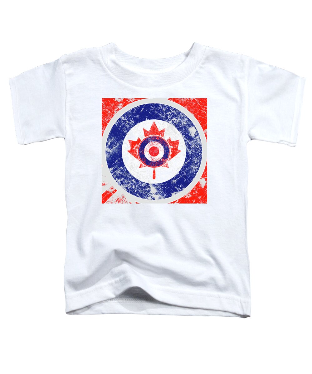 Mod Toddler T-Shirt featuring the digital art Mod Roundel Canadian Maple Leaf in Grunge Distressed Style by Garaga Designs