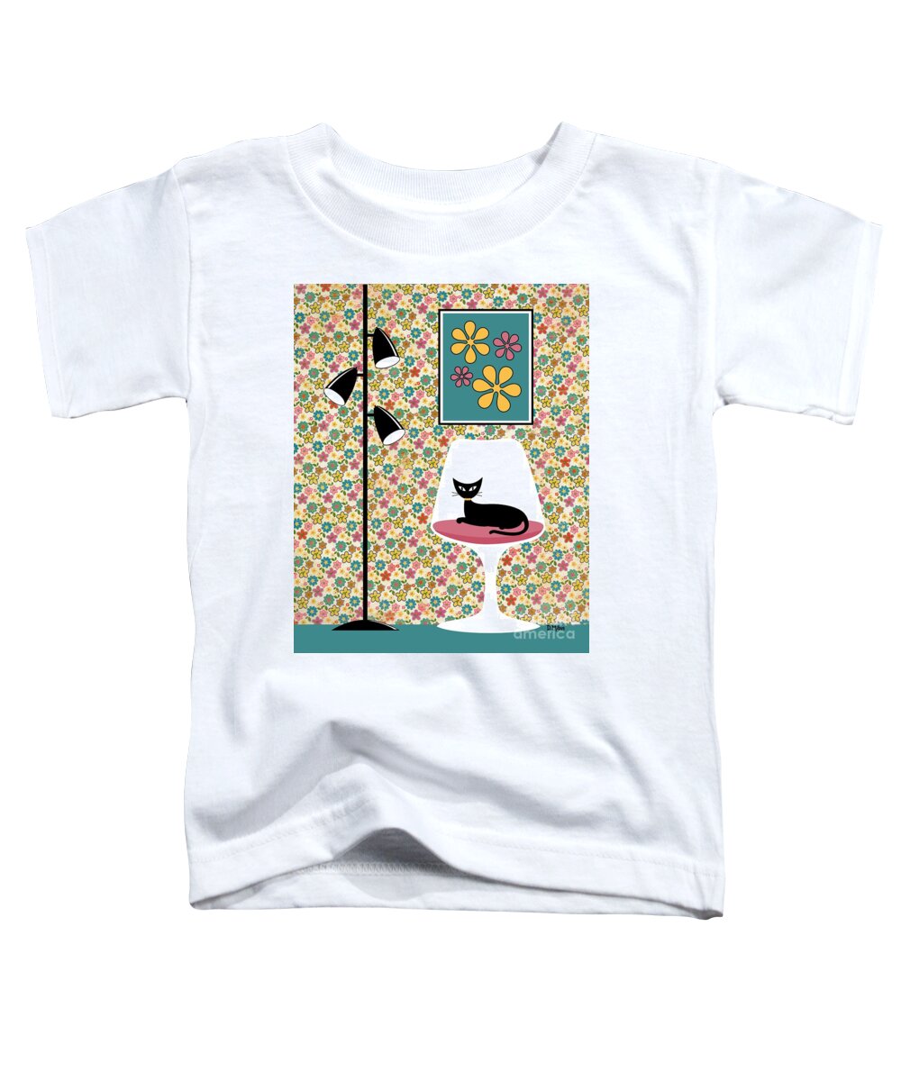 Mid Century Modern Toddler T-Shirt featuring the digital art Mod Wallpaper in Floral by Donna Mibus