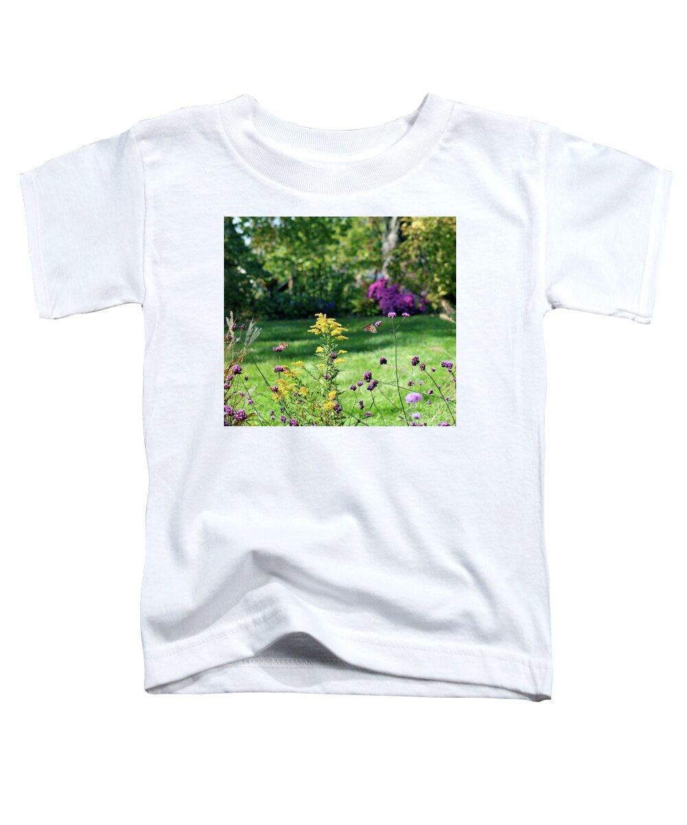 Monarch Toddler T-Shirt featuring the photograph Monarch and Buckeye Butterflies 2011 by Karen Adams