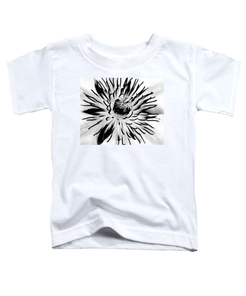 Clematis Toddler T-Shirt featuring the photograph Mono Clematis by Baggieoldboy
