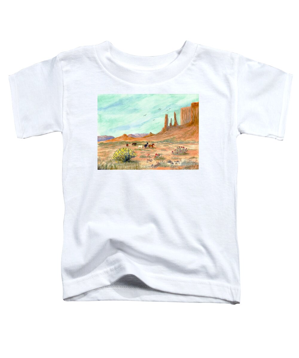 Monument Valley Toddler T-Shirt featuring the painting Monument Valley Vista by Marilyn Smith