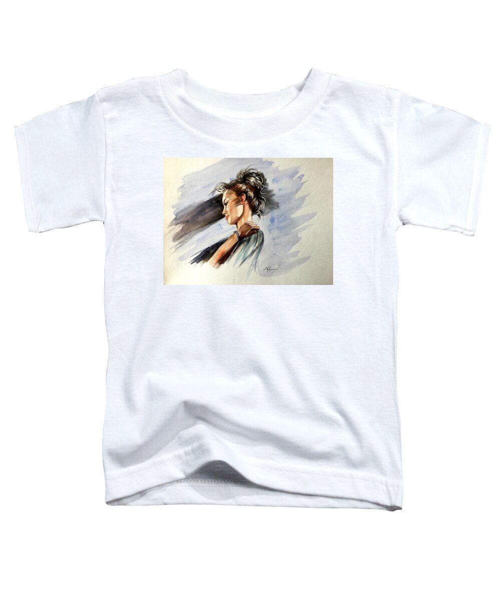 Girl Toddler T-Shirt featuring the painting Mood 3 by Katerina Kovatcheva