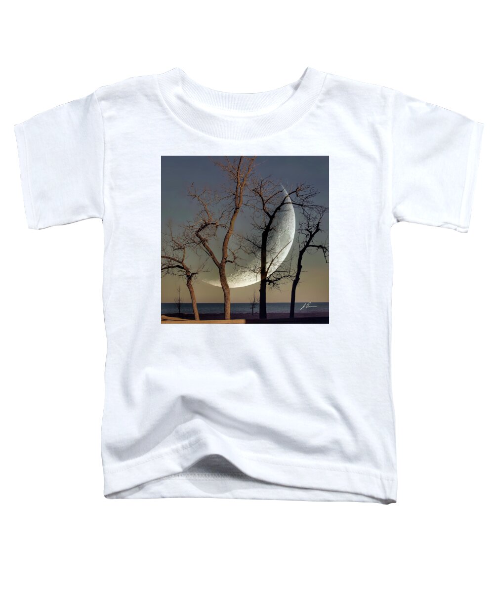 Moon Toddler T-Shirt featuring the photograph Moon and Trees by Jackson Pearson