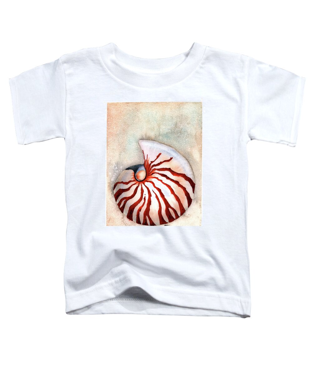 Seahell Toddler T-Shirt featuring the painting Moon Nautilus by Hilda Wagner