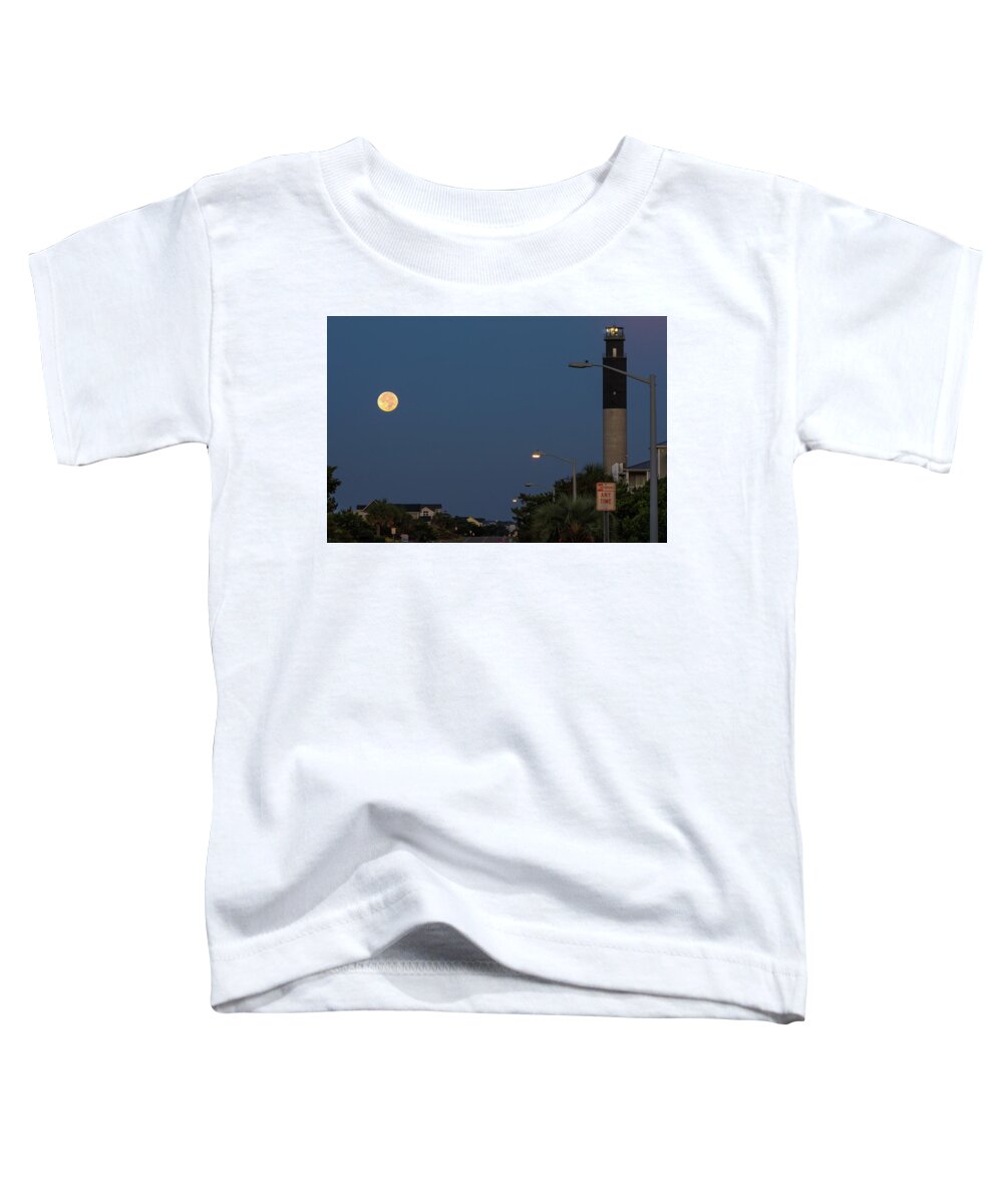 Moon Toddler T-Shirt featuring the photograph Moonlight Lighthouse by Nick Noble