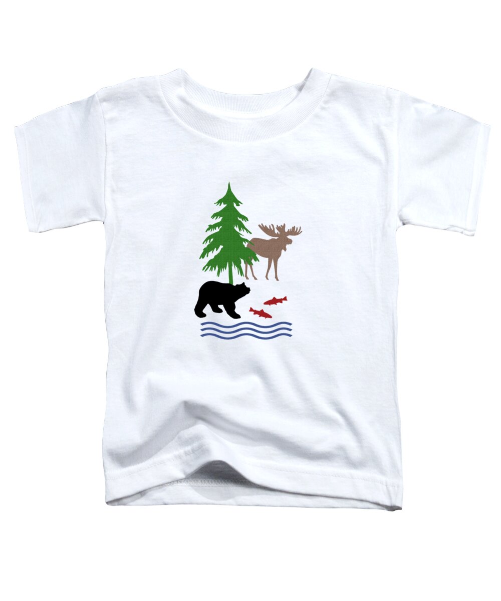 Moose Toddler T-Shirt featuring the mixed media Moose and Bear Pattern by Christina Rollo
