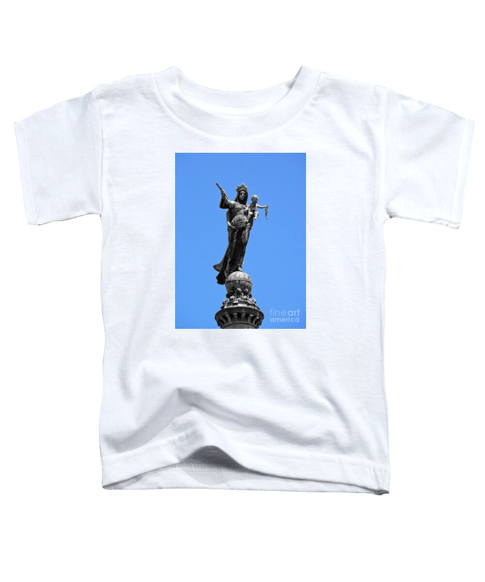 Photography Toddler T-Shirt featuring the photograph Mother and child rooftop statue by Francesca Mackenney