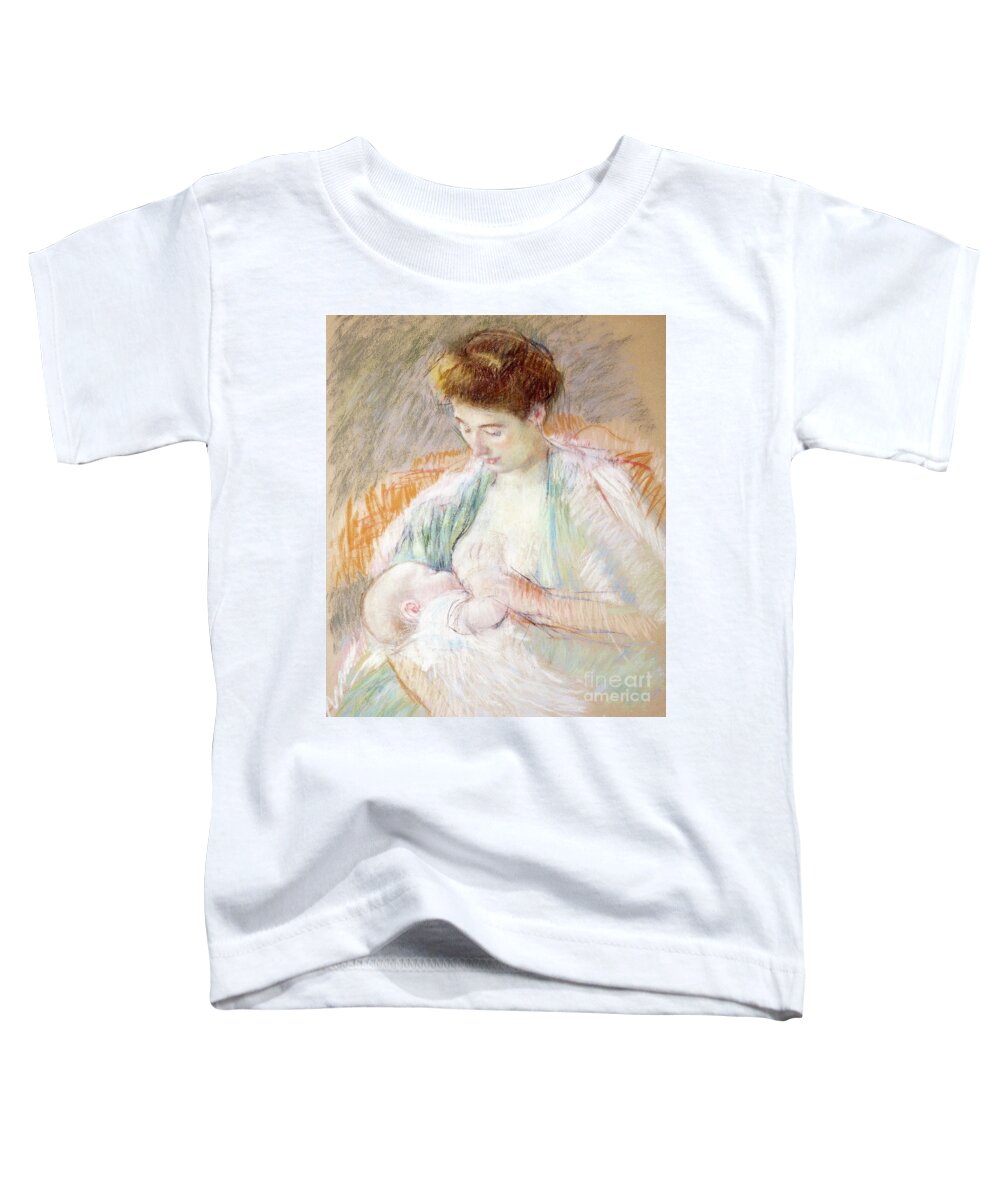 Breastfeeding Toddler T-Shirt featuring the pastel Mother Rose Nursing Her Child by Mary Stevenson Cassatt