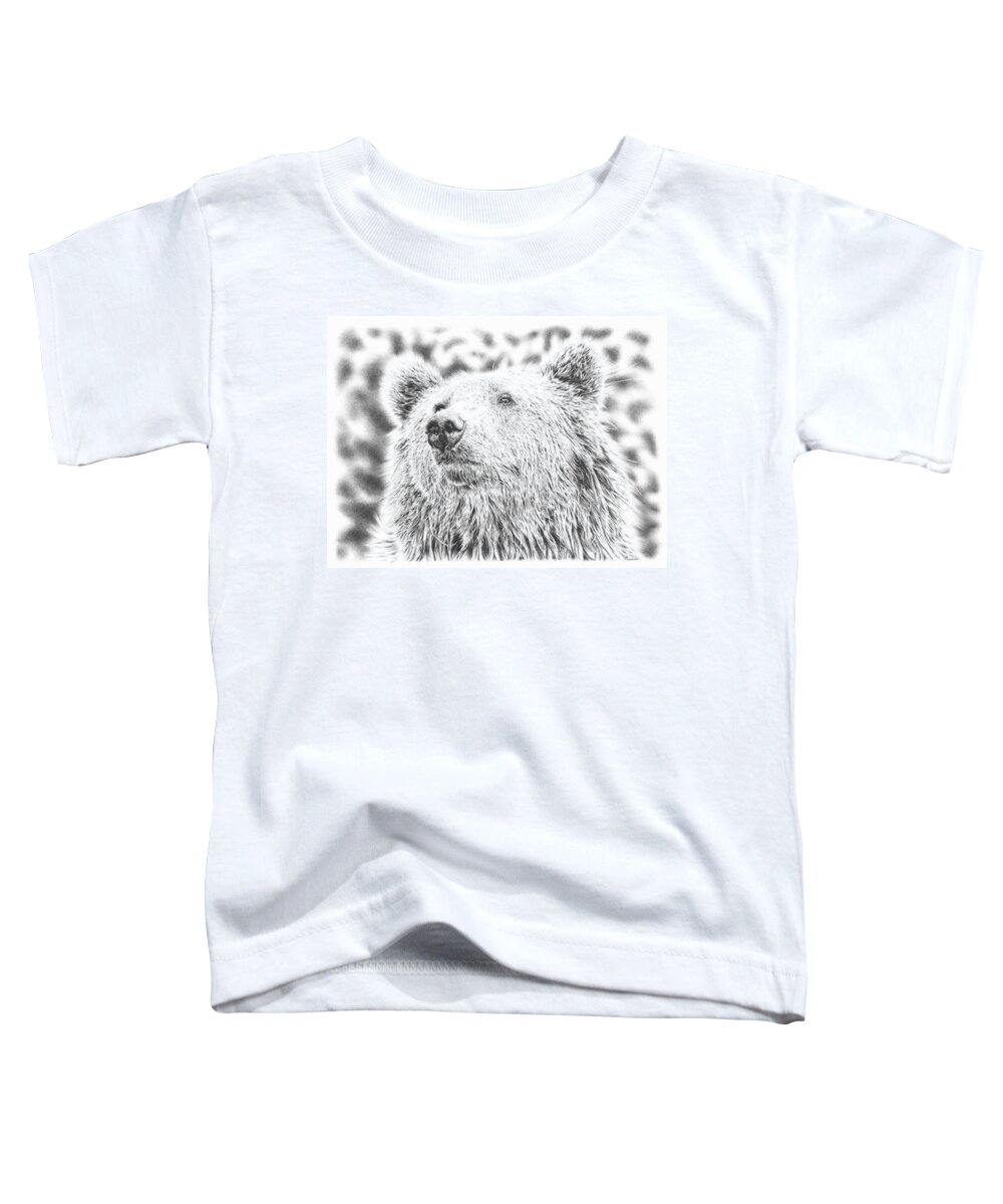 Pencildrawing Toddler T-Shirt featuring the drawing Mr. Bear by Casey 'Remrov' Vormer