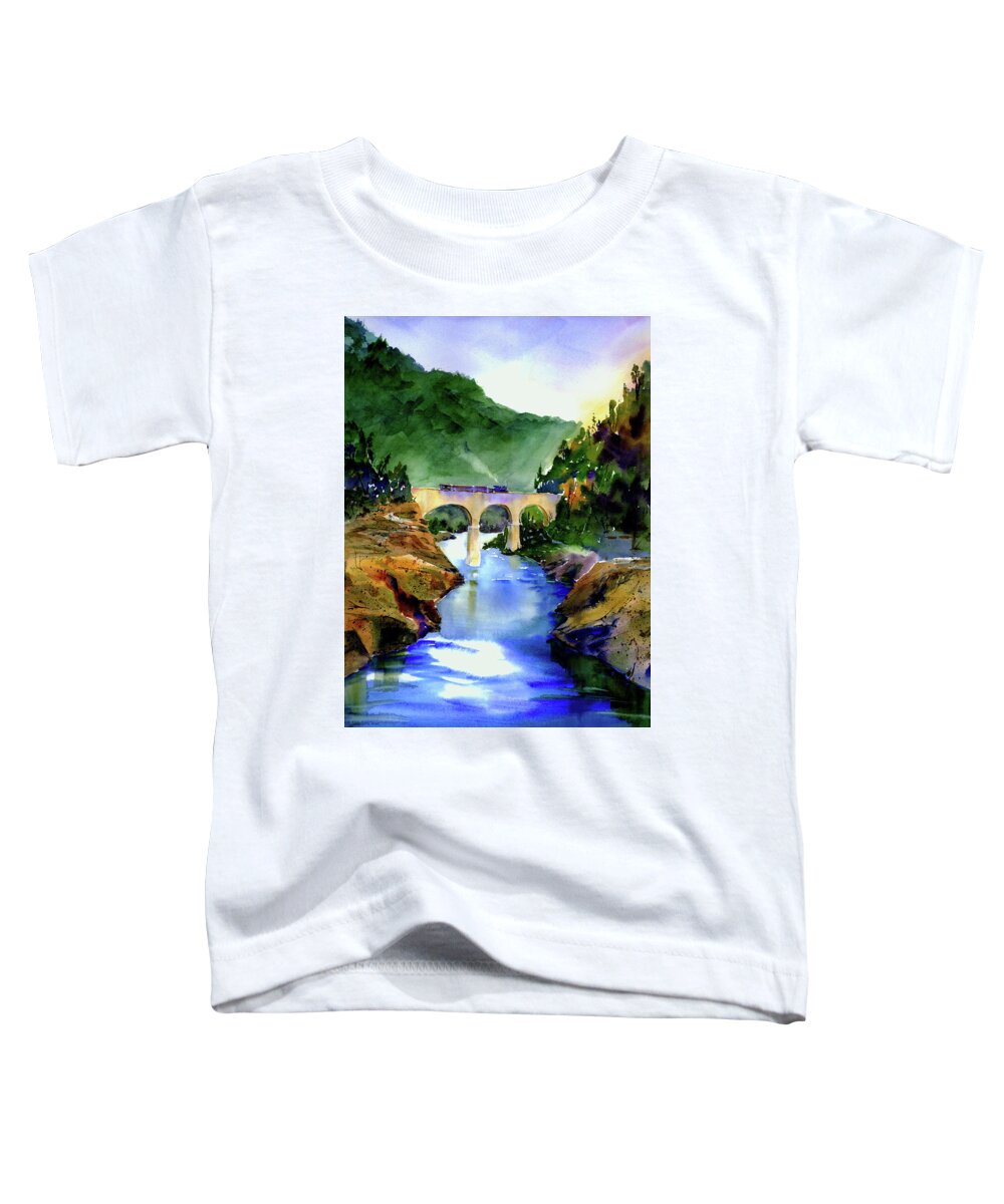 Mountain Quarries Bridge Toddler T-Shirt featuring the painting Mtn Quarries RR Bridge by Joan Chlarson