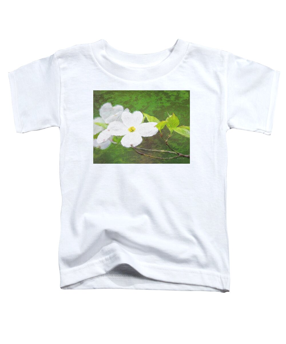 Spring Change Of Season Tree Blossoms Flowers Branch Digital Midwest Ohio Green White Yellow Brown May June Park Garden Forest Woods Toddler T-Shirt featuring the photograph My Dogwood Blooms by Diane Lindon Coy