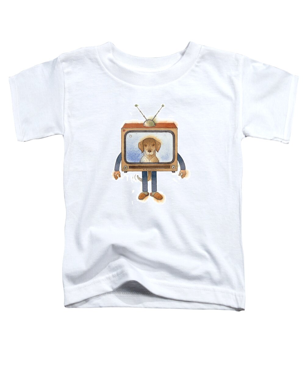 Tv Televoision Dog Toddler T-Shirt featuring the painting tv by Kestutis Kasparavicius