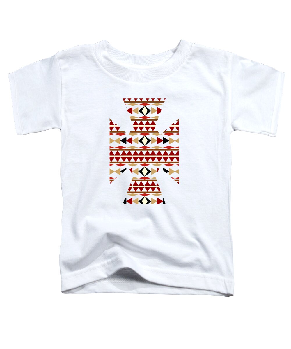 Navajo White Toddler T-Shirt featuring the mixed media Navajo White Pattern Art by Christina Rollo