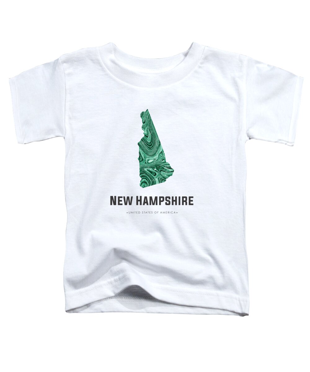 New Hampshire Toddler T-Shirt featuring the mixed media New Hampshire Map Art Abstract in Blue Green by Studio Grafiikka