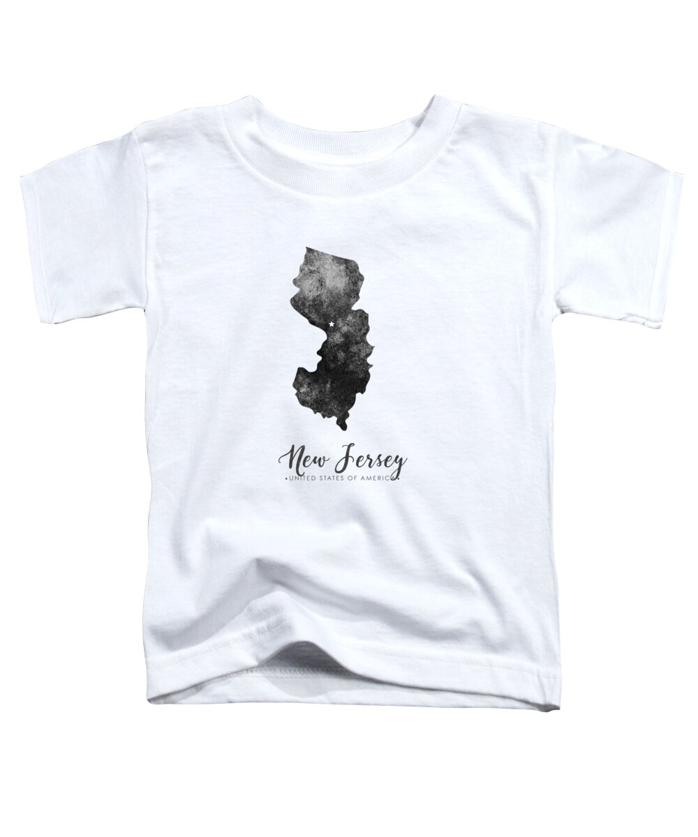 New Jersey Toddler T-Shirt featuring the mixed media New Jersey State Map Art - Grunge Silhouette by Studio Grafiikka