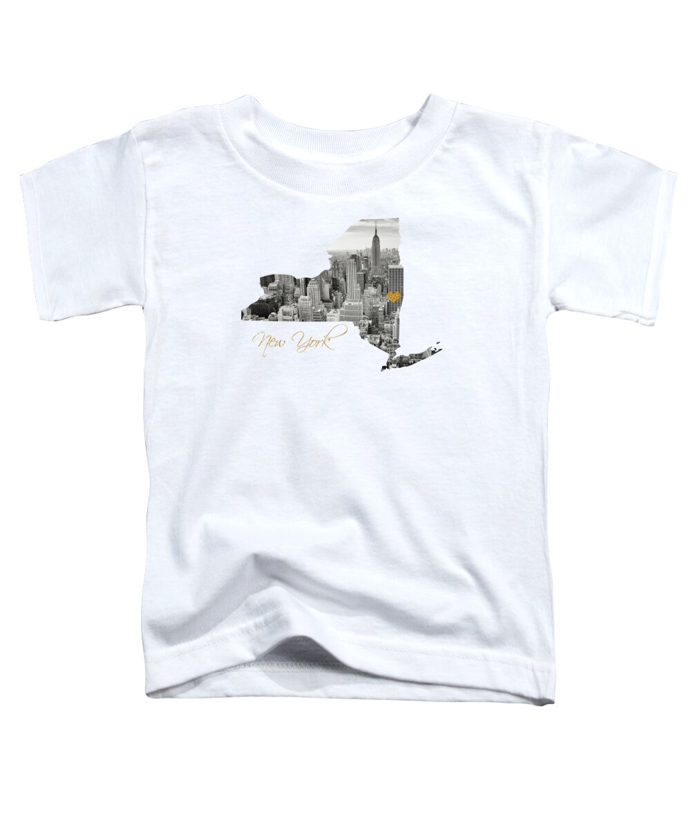New York Toddler T-Shirt featuring the digital art New York Map Cut Out by Leah McPhail