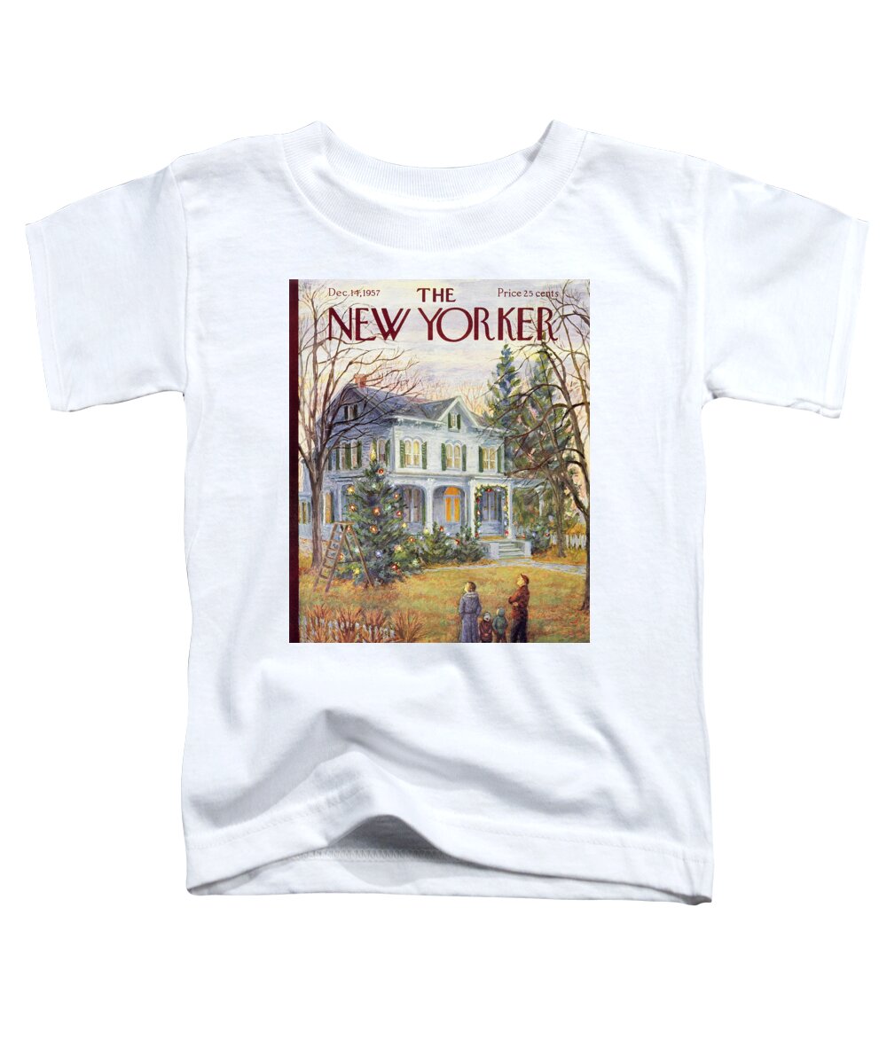 Christmas Toddler T-Shirt featuring the painting New Yorker December 14 1957 by Edna Eicke