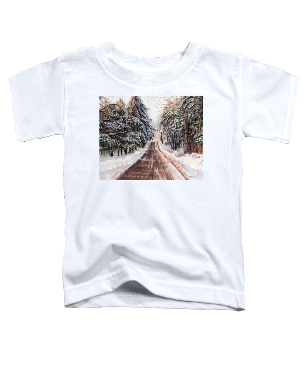 Winter Toddler T-Shirt featuring the drawing Northeast Winter by Shana Rowe Jackson