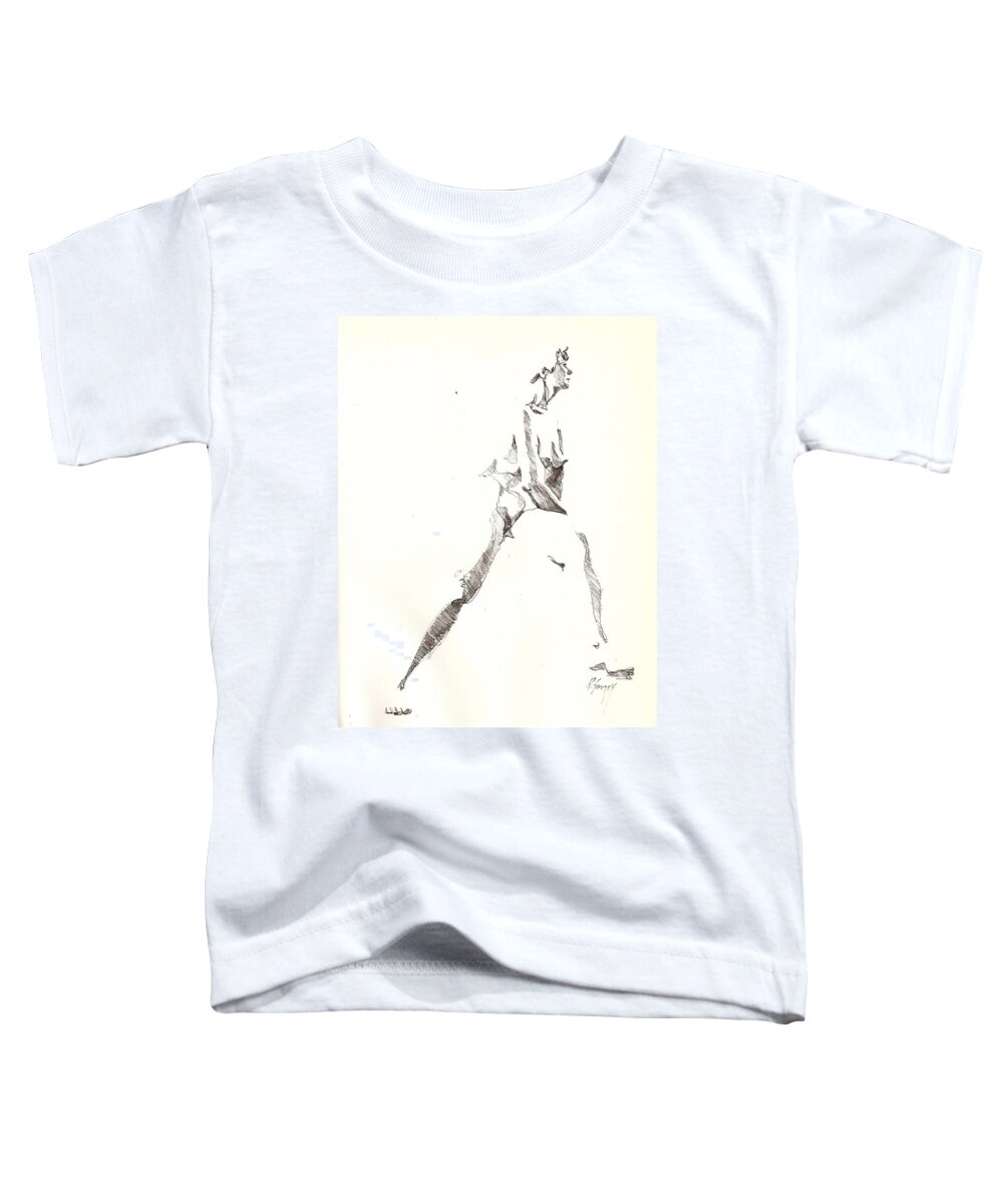 Nude Toddler T-Shirt featuring the drawing Nude 6 by R Allen Swezey