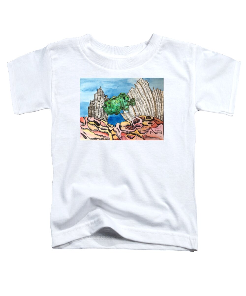  Ocellated Toddler T-Shirt featuring the painting Ocellated Frogfish by Mastiff Studios