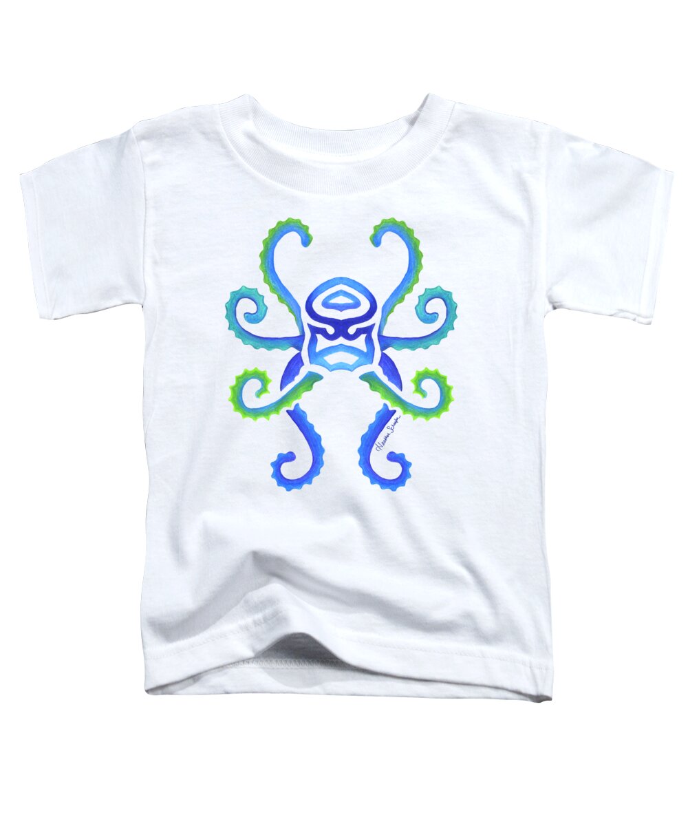 Ocean Toddler T-Shirt featuring the drawing Octopus by Heather Schaefer