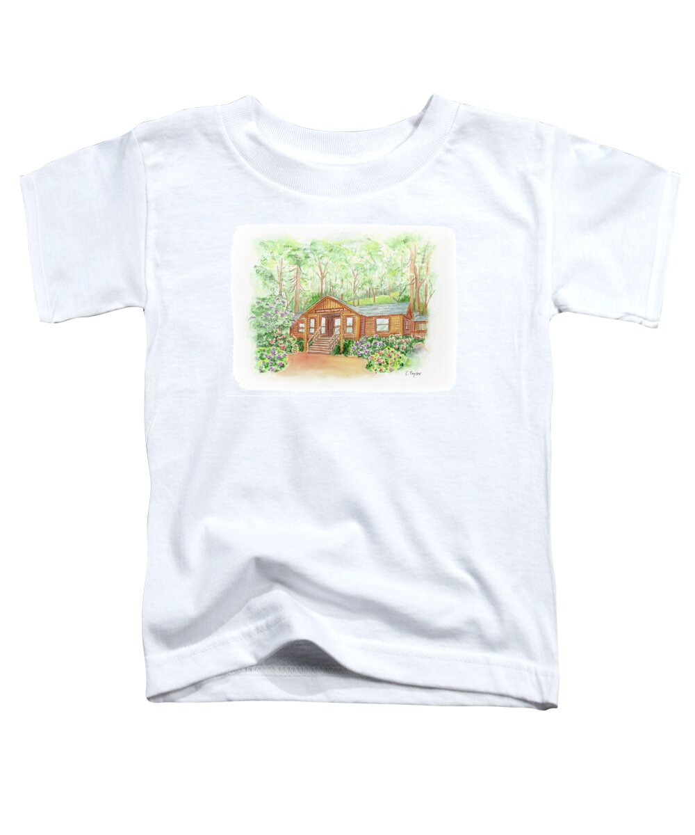 Log Cabin Toddler T-Shirt featuring the painting Office in the Park by Lori Taylor