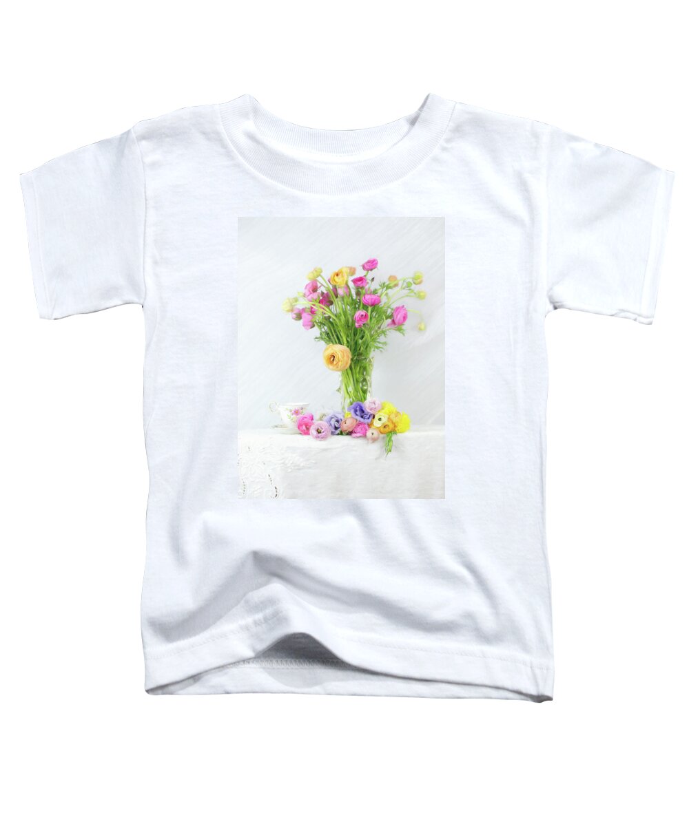 Ranunculus Toddler T-Shirt featuring the photograph Old and New Ranunculus by Susan Gary