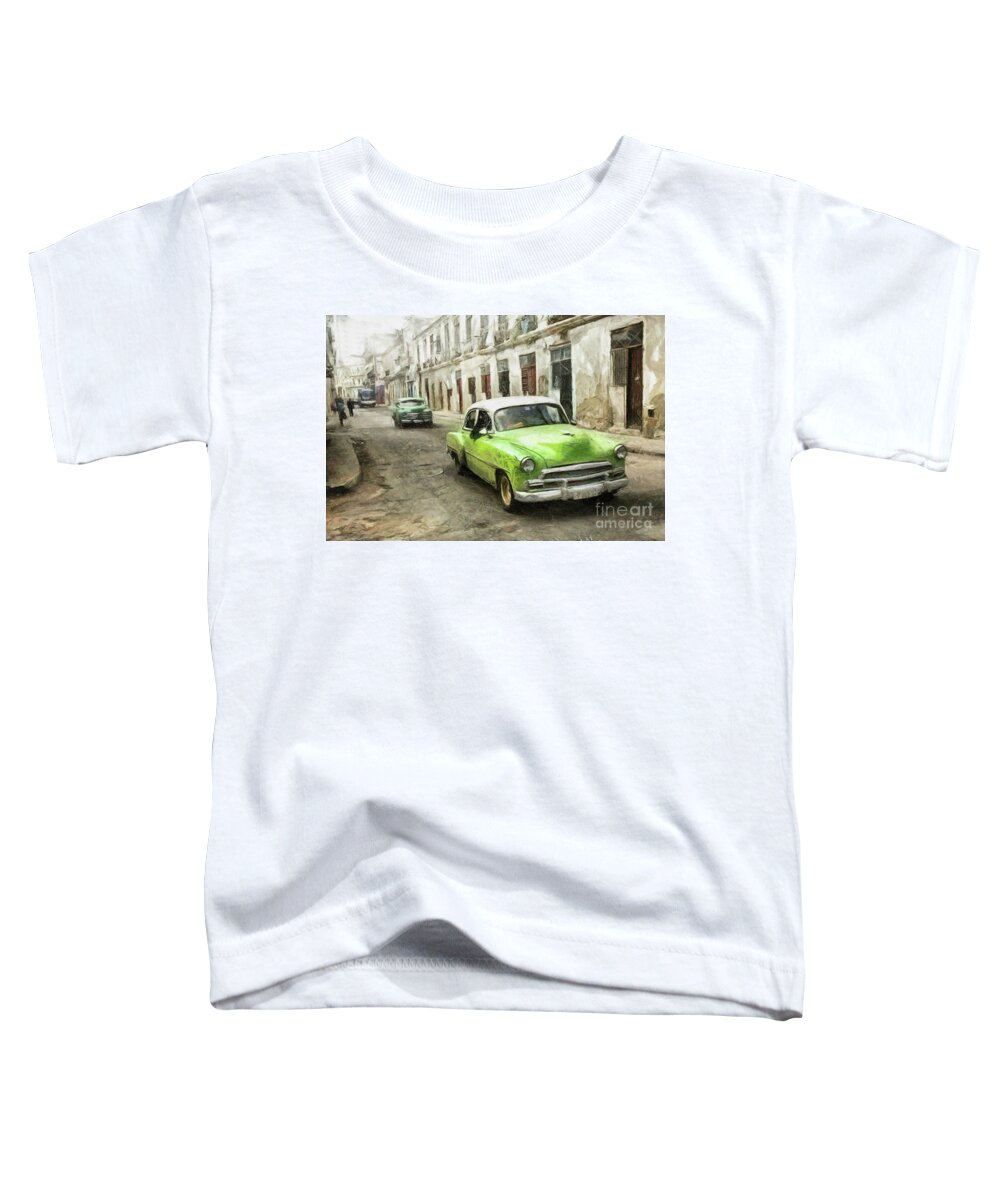 Car Toddler T-Shirt featuring the drawing Old Green Car by Daliana Pacuraru