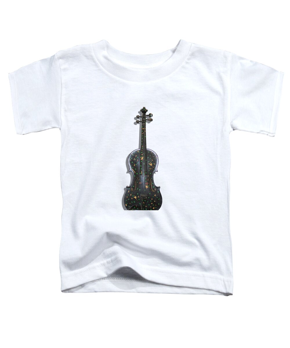 Violin Toddler T-Shirt featuring the photograph Old Violin with painted symbols by Tom Conway