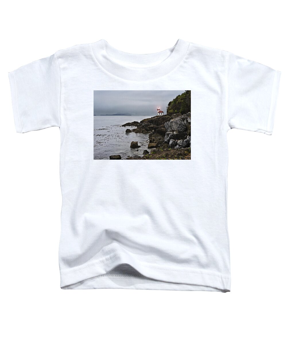 Rocks Toddler T-Shirt featuring the photograph On Rugged Shores by John Christopher