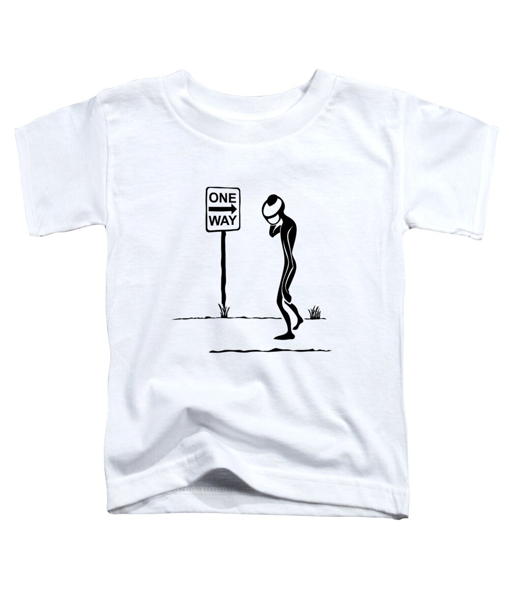 Stick Figure Toddler T-Shirt featuring the drawing One Way by Franklin Kielar