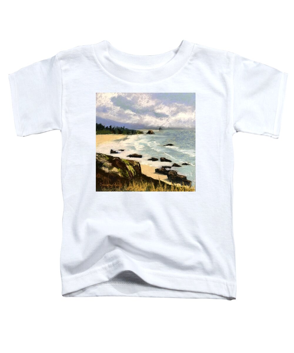 Original Toddler T-Shirt featuring the pastel Oregon Seascape by Gerry Delongchamp