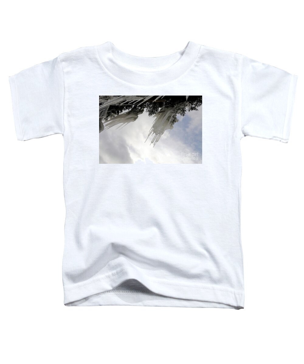 Lake Superior Toddler T-Shirt featuring the photograph Overhanging Icicles by Sandra Updyke
