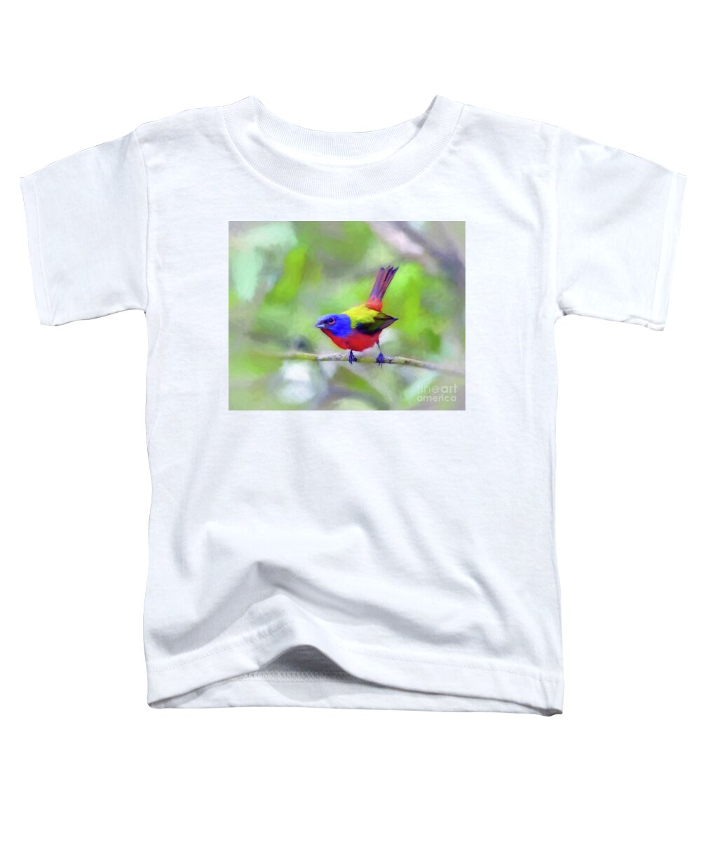 Painted Bunting Toddler T-Shirt featuring the photograph Painted Bunting by Kerri Farley