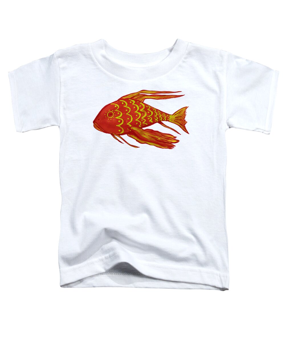Painting Toddler T-Shirt featuring the digital art Painting Red Fish by Piotr Dulski