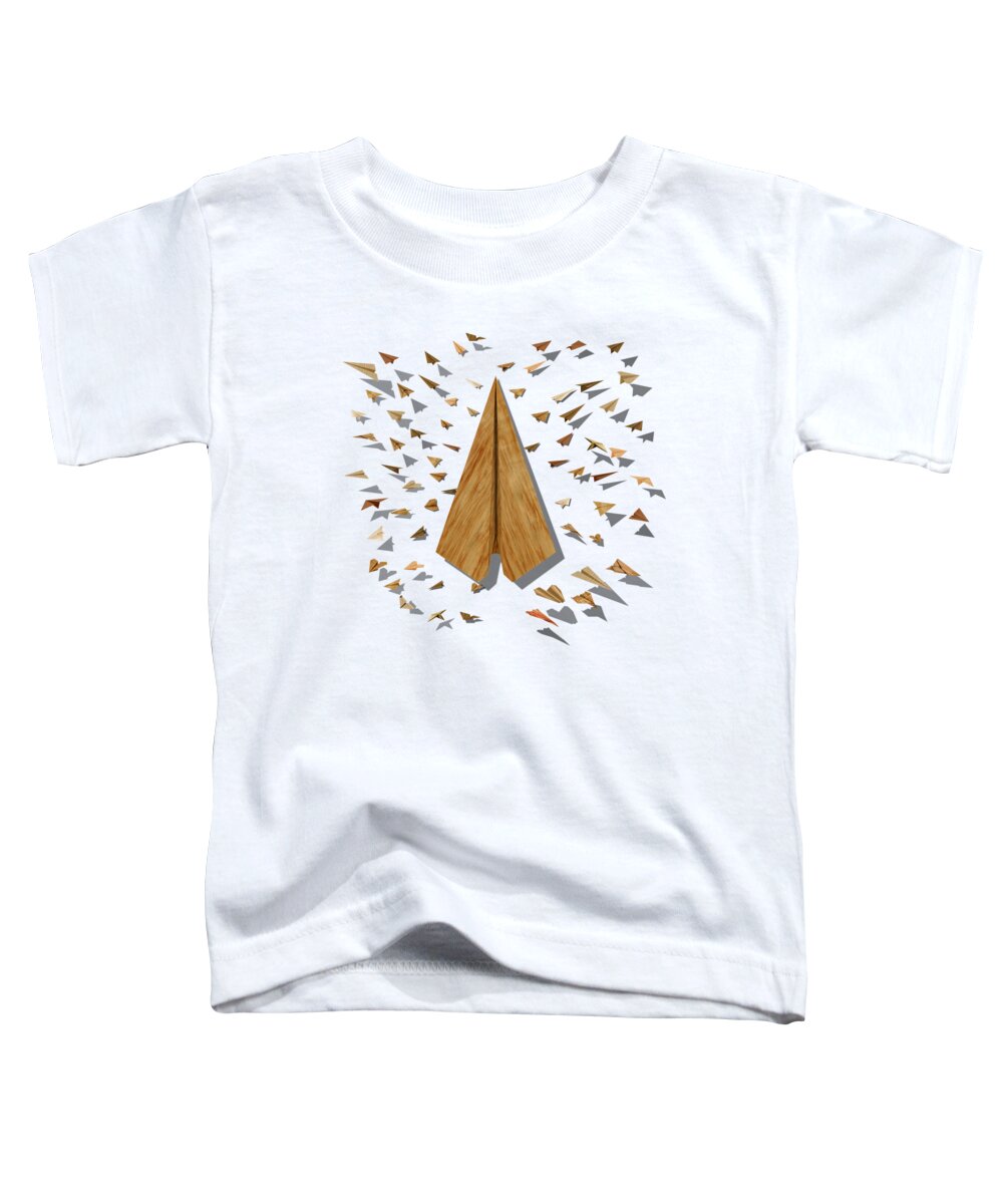 Aircraft Toddler T-Shirt featuring the digital art Paper Airplanes of Wood 10 by YoPedro