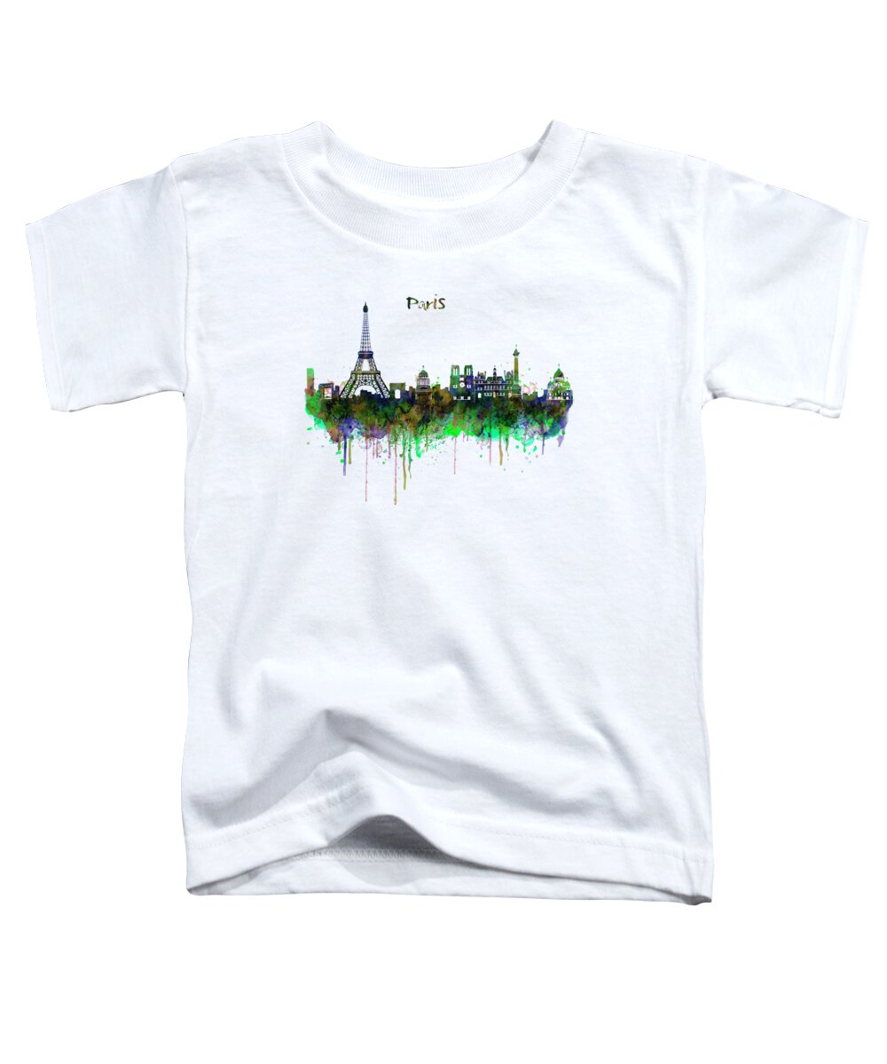 Paris Toddler T-Shirt featuring the painting Paris Skyline watercolor by Marian Voicu