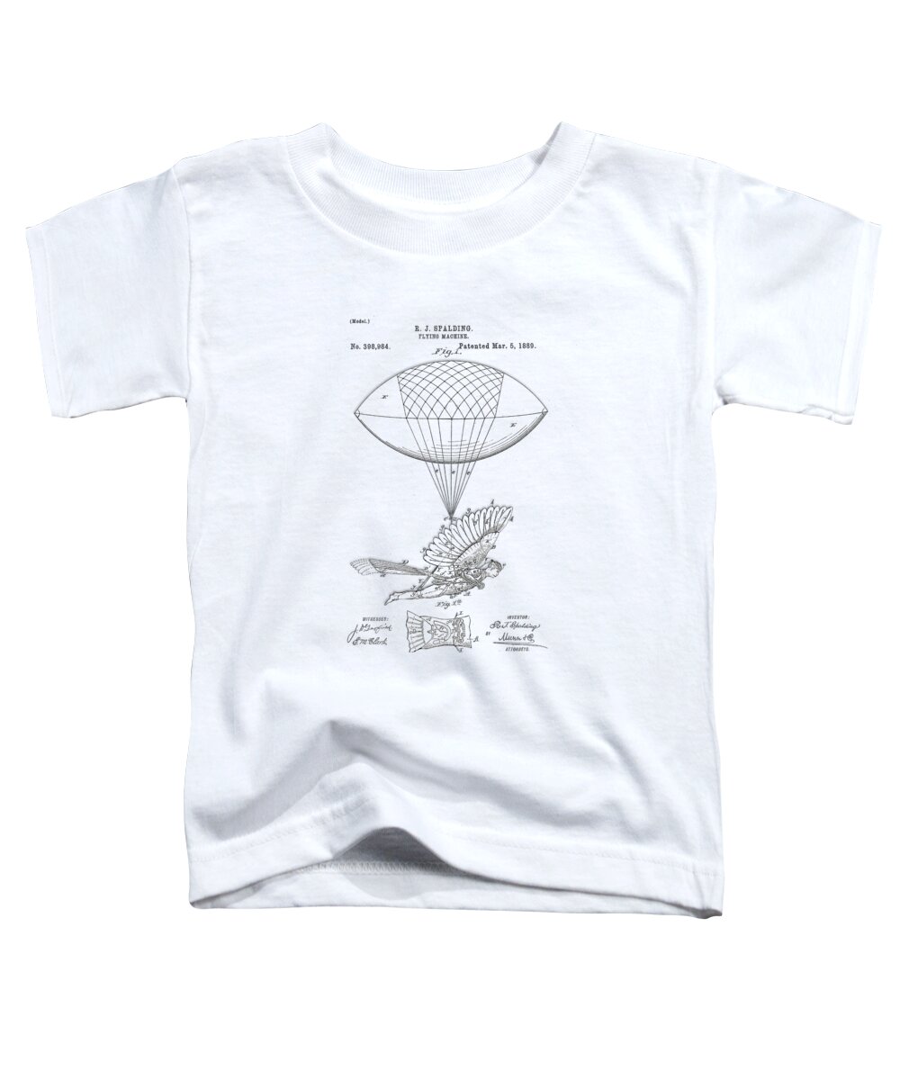 Patent Art Toddler T-Shirt featuring the digital art patent art Spalding Flying Machine 1889 by Justyna Jaszke JBJart