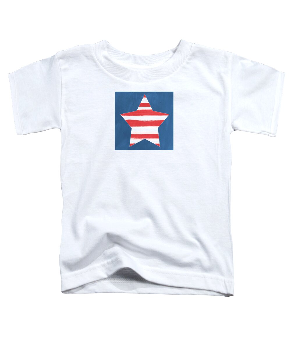 July 4th Toddler T-Shirt featuring the painting Patriotic Star by Linda Woods