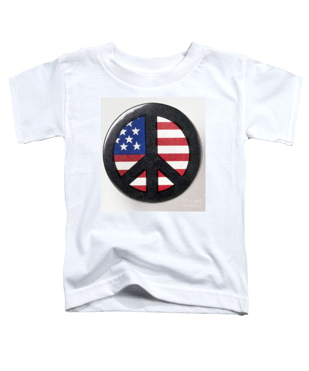 1971 Toddler T-Shirt featuring the photograph PEACE BUTTON, c1971 by Granger